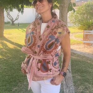 Gilet velours brode